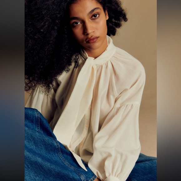 Sezane Tazia Shirt Ecru - Size 4 - Picture 2 of 3